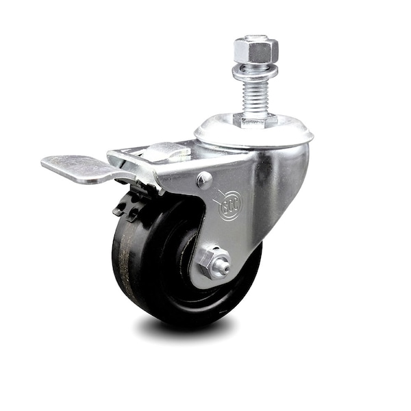 3.5 Inch Phenolic Swivel 12mm Threaded Stem Caster with Total Lock Brake SCC